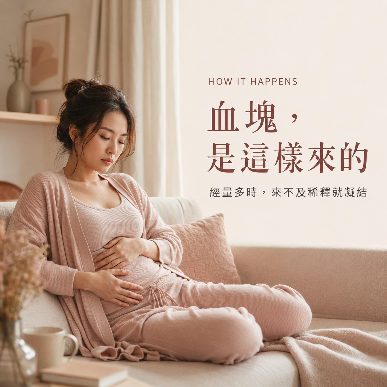 經期女性居家休息示意圖